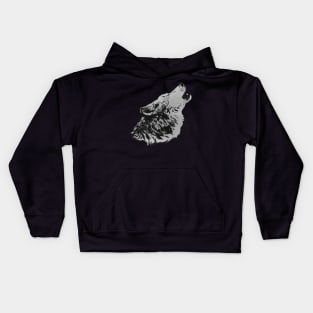 Howling Gray Wolf Kids Hoodie